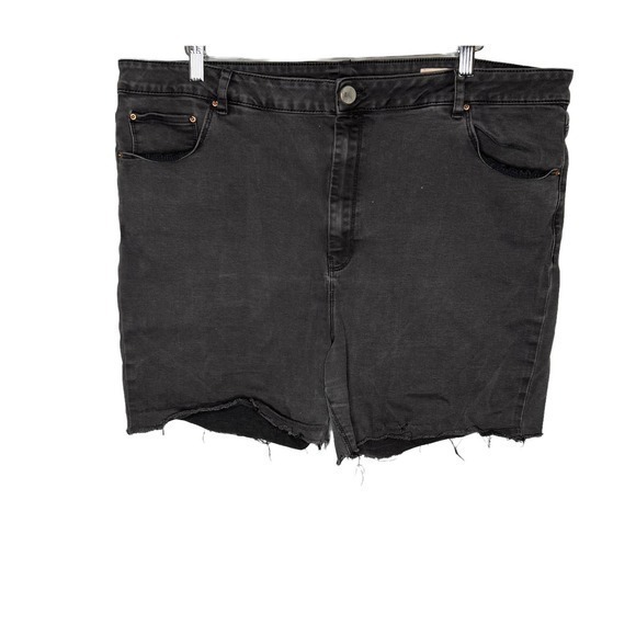 Asos plus size black high rise mom shorts zip button pockets upcycle size 24 - Picture 1 of 9